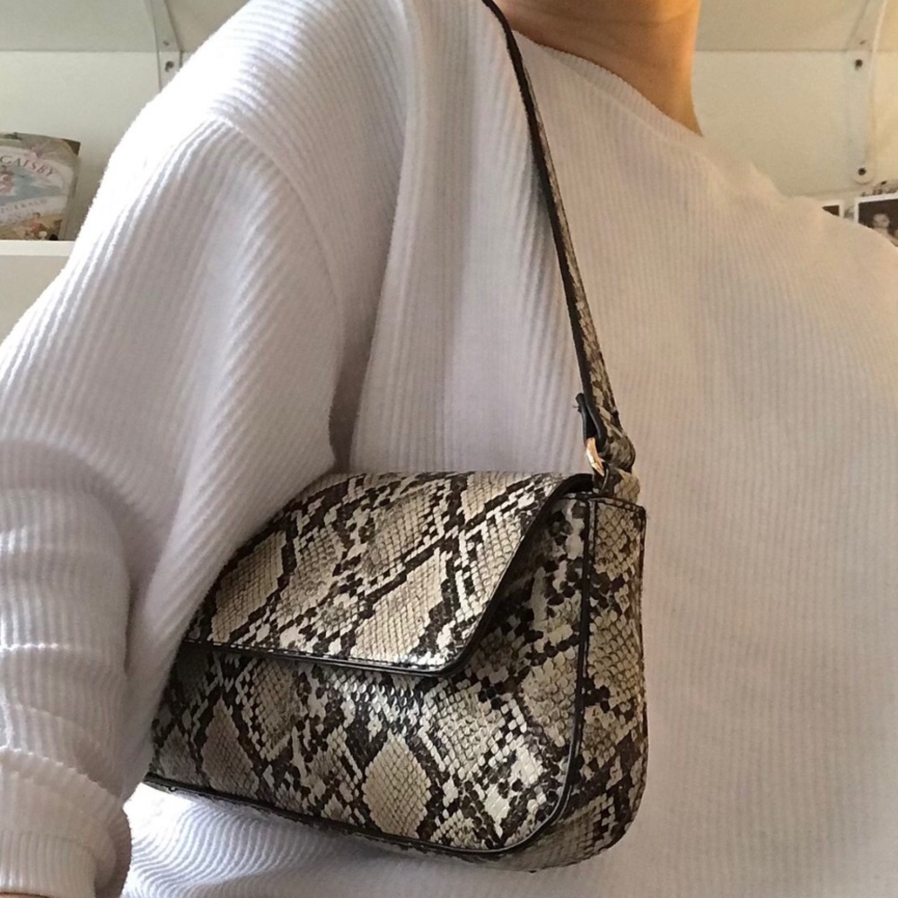 Snakeskin Leather Shoulder Bag